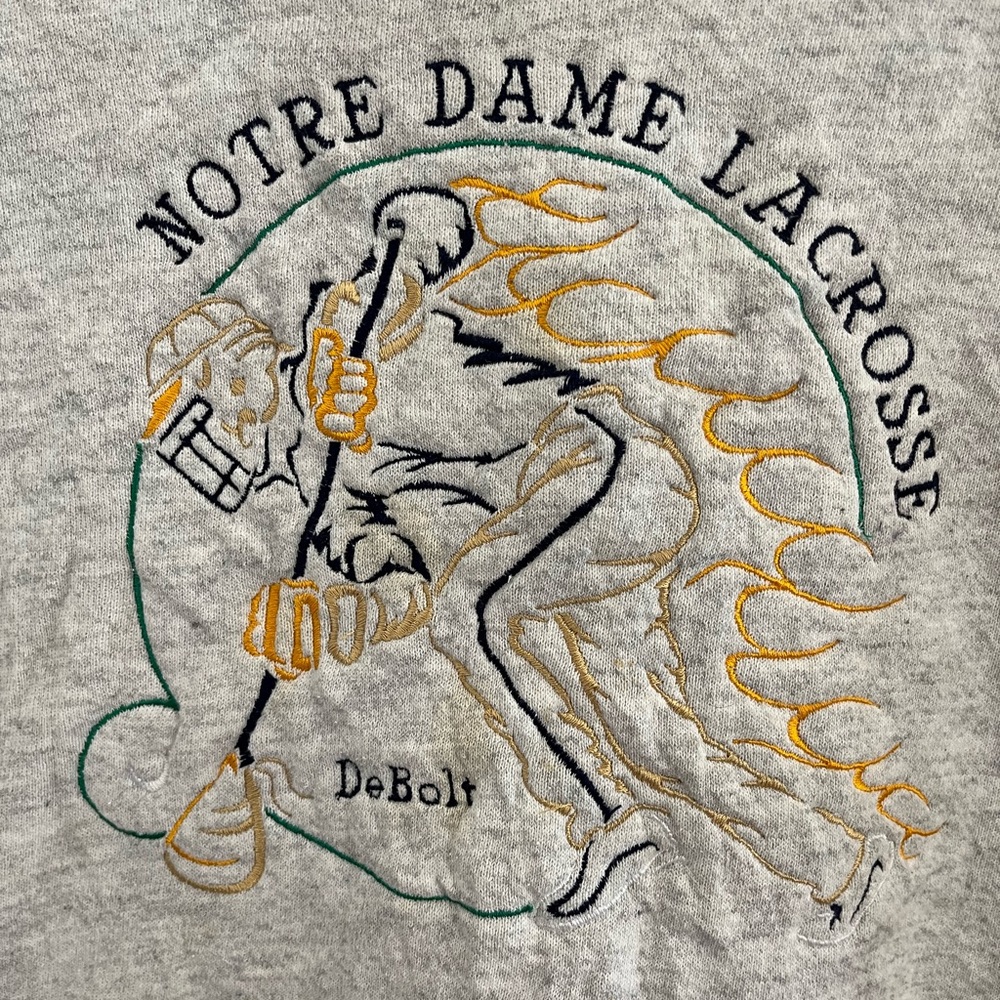 Vintage Notre Dame Lacrosse Crewneck Lee‎ Sport Tag Sz S - Picture 2 of 9